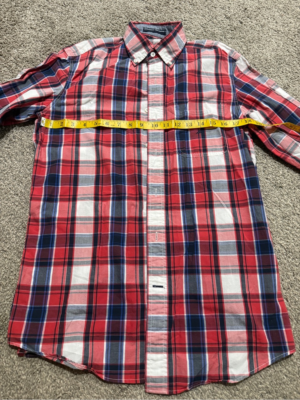 Nautica Red, Blue & White Plaid Button-Down Shirt